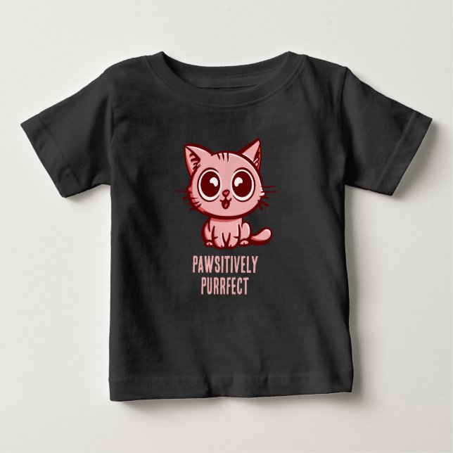 Camiseta Para Bebê Pawsitively Purfect, linda Ganga Kitten (Frente)