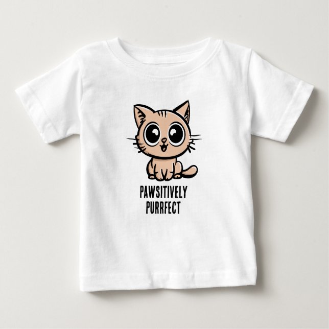 Camiseta Para Bebê Pawsitively Purfect, linda Ganga Kitten (Frente)