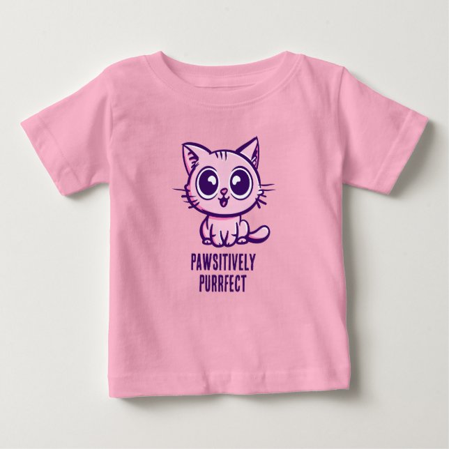 Camiseta Para Bebê Pawsitively Purfect, linda Ganga Kitten (Frente)