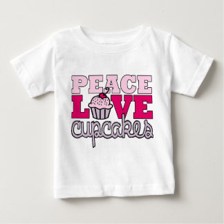 Camiseta Para Bebê Paz, amor & cupcakes!