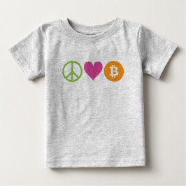 Camiseta Para Bebê Paz, Amor e Bitmoney Toddler Tee