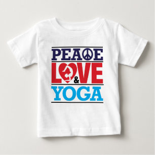 Camiseta Para Bebê Paz, amor e ioga