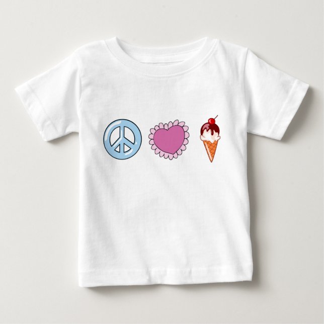 Camiseta Para Bebê Paz, amor e Sorvete (Frente)