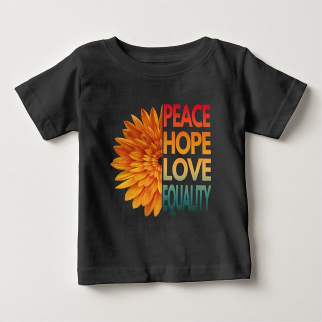 CAMISETA PARA BEBÊ PAZ AMOR IGUALDADE DE ESPERANÇA (Frente)