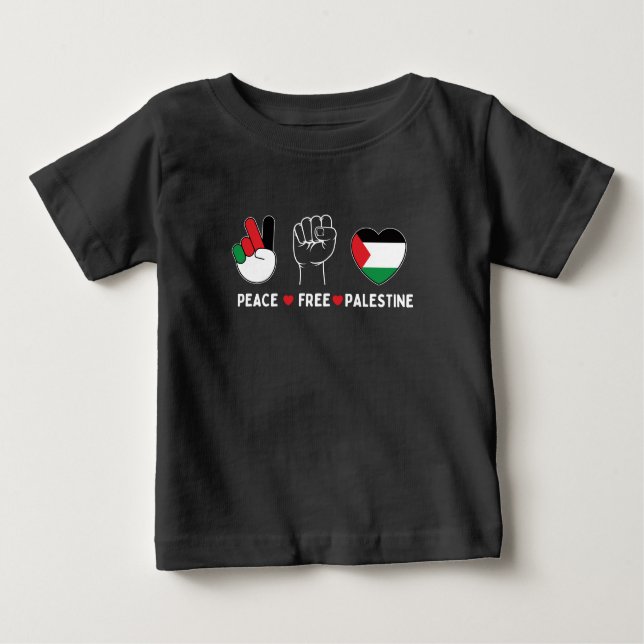 Camiseta Para Bebê paz amor palestina - liberdade para palestinos (Frente)