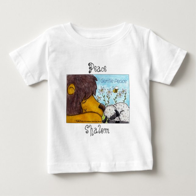 Camiseta Para Bebê Paz Gentil de Leão e Lamb (Frente)