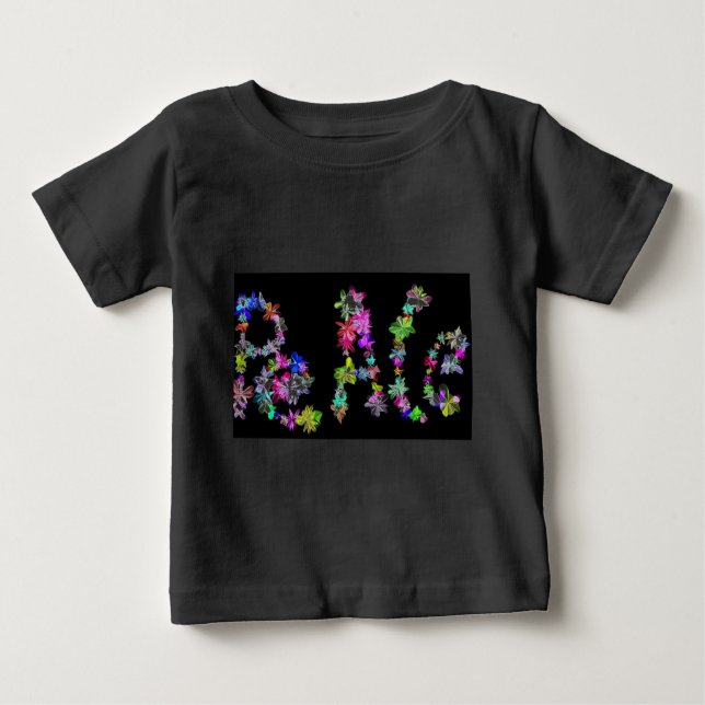 Camiseta Para Bebê "PAZ" na Impressão de Arte das Flores (Frente)
