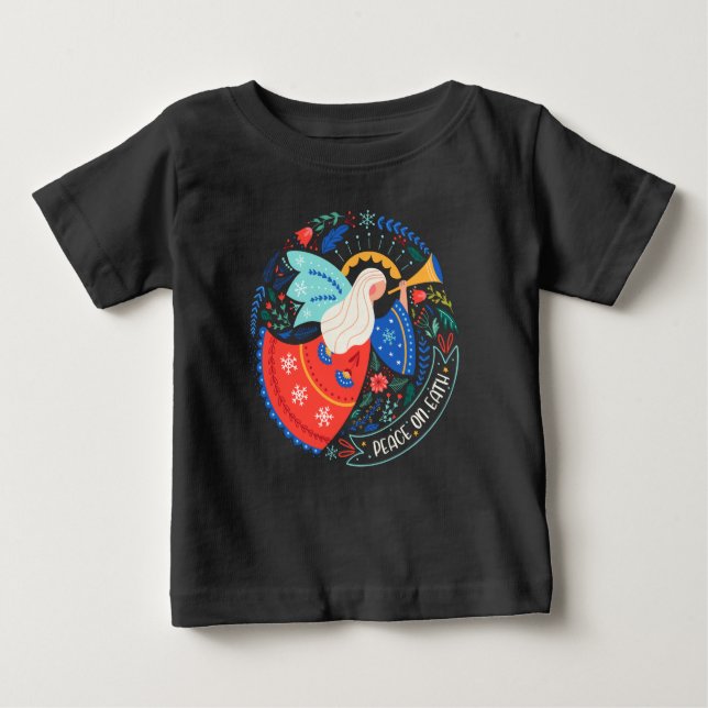 Camiseta Para Bebê Paz na Terra Angel Design (Frente)