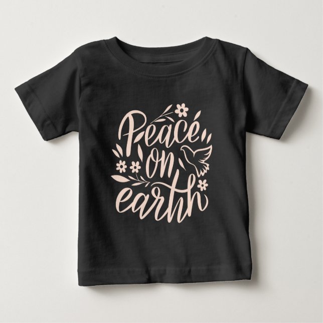 Camiseta Para Bebê Paz na Terra Design Floral (Frente)