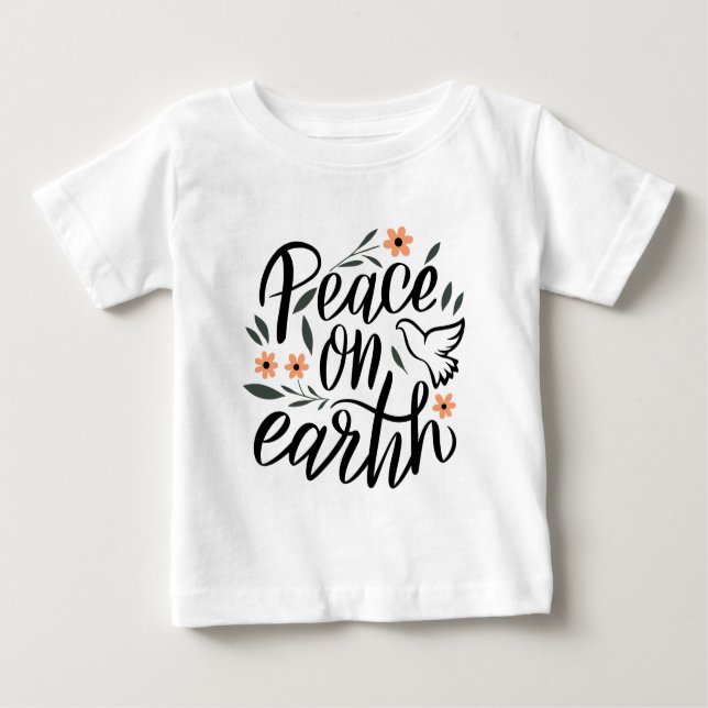 Camiseta Para Bebê Paz na Terra Design Floral (Frente)