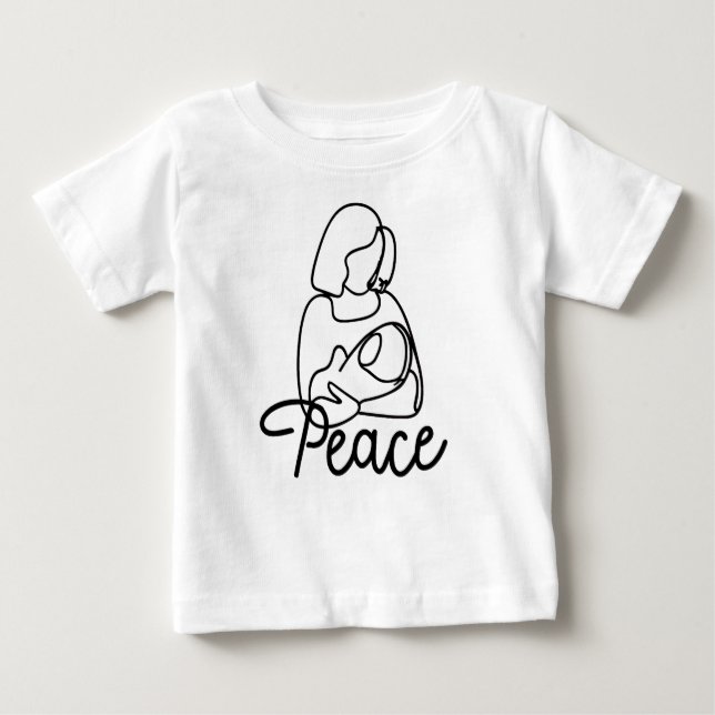 Camiseta Para Bebê Paz no Fato de Bebê de Armas da Mãe (Frente)