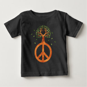 Camiseta Para Bebê Paz Para as Árvores - Poder das Flores Coração 1