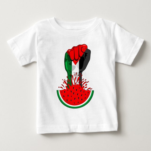 Camiseta Para Bebê Pé de resistência da Palestina em Watermelon (Frente)