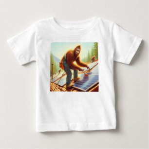 Camiseta Para Bebê Pé-Grande Instalando Painéis Solares