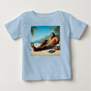 Camiseta Para Bebê Pé Grande na Praia