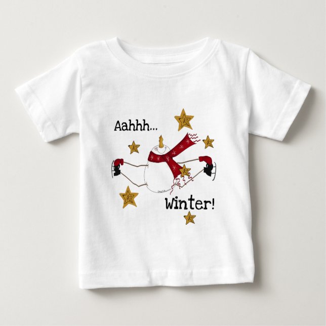 Camiseta Para Bebê Pé Neve de Pé de inverno de Natal (Frente)