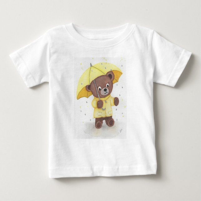 Camiseta Para Bebê Pé-urso na Chuva (Frente)