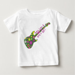 Camiseta Para Bebê Peace Love and Rock n' Roll