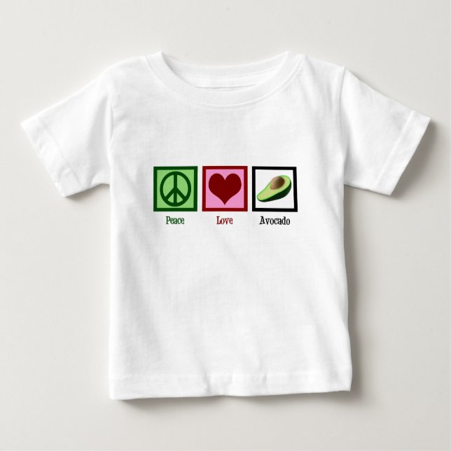 Camiseta Para Bebê Peace Love Avocado (Frente)
