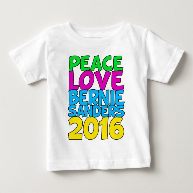 Camiseta Para Bebê Peace Love Bernie Sanders 2016 (Frente)
