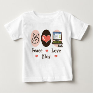 Camiseta Para Bebê Peace Love Blog Baby Long Sleeve T shirt