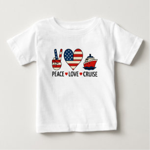 Camiseta Para Bebê Peace Love Cruise USA Vacance Vibes