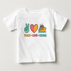 Camiseta Para Bebê Peace Love Cruise Vacing