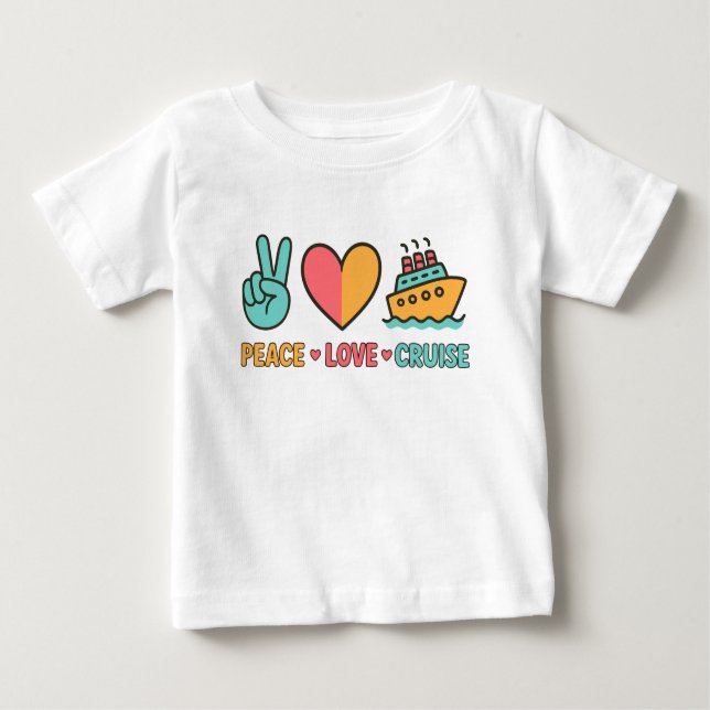 Camiseta Para Bebê Peace Love Cruise Vacing (Frente)