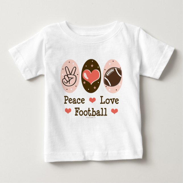 Camiseta Para Bebê Peace Love Football Baby Long Sleeve Tee (Frente)