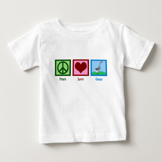 Camiseta Para Bebê Peace Love Geese (Frente)