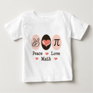Camiseta Para Bebê Peace Love Math Criança Long Sleeve Tee
