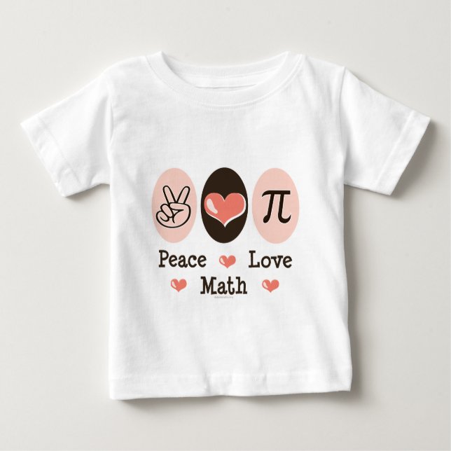Camiseta Para Bebê Peace Love Math Criança Long Sleeve Tee (Frente)