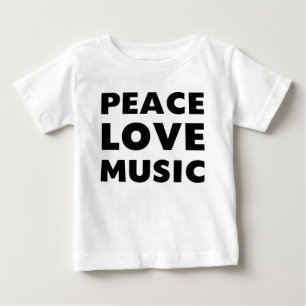 Camiseta Para Bebê Peace Love Music