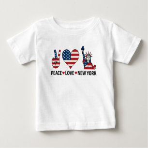 Camiseta Para Bebê Peace Love New York