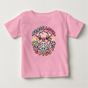 Camiseta Para Bebê Peace Love & Pigs Toddler Shirt