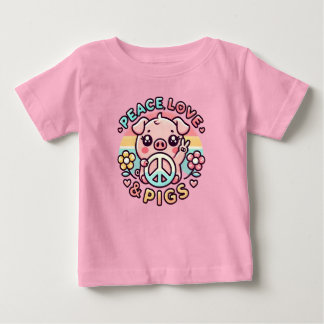 Camiseta Para Bebê Peace Love & Pigs Toddler Shirt