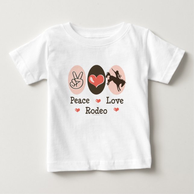 Camiseta Para Bebê Peace Love Rodeo Criança Baby T shirt (Frente)