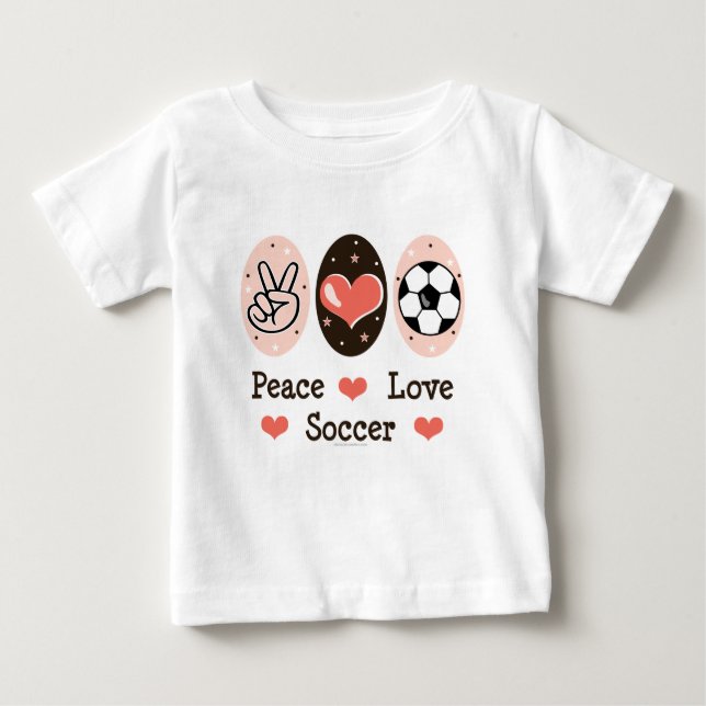Camiseta Para Bebê Peace Love Soccer Baby shirt (Frente)