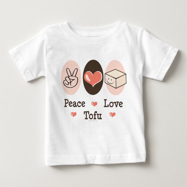 Camiseta Para Bebê Peace Love Tofu Criança Long Sleeve Tee (Frente)