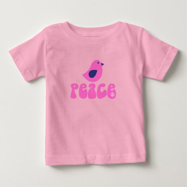 Camiseta Para Bebê Peace Reto 1960 (Frente)