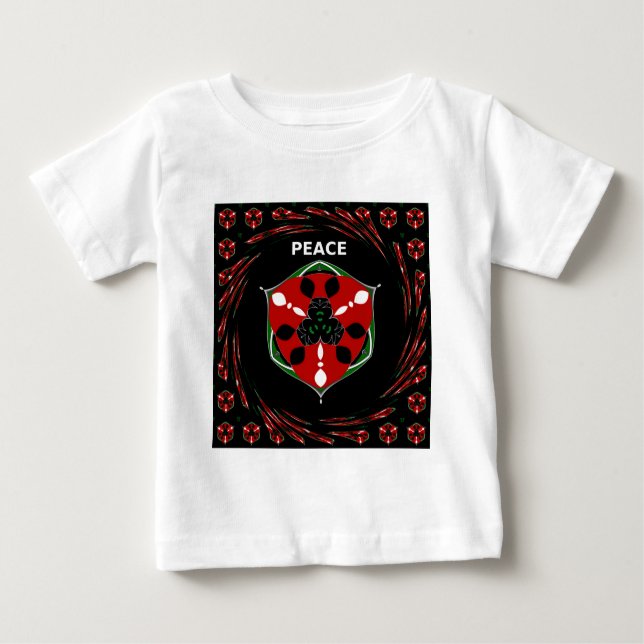 Camiseta Para Bebê "Peace: with Shield Emblem" Art Impressão (Frente)