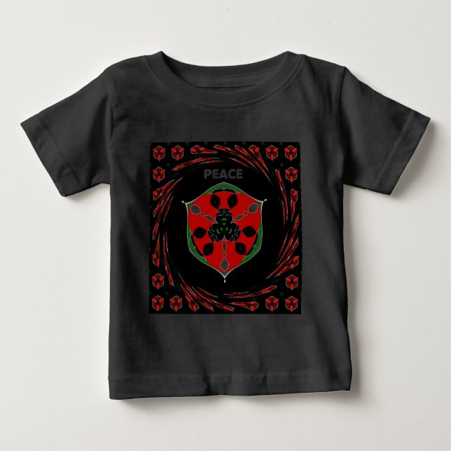 Camiseta Para Bebê "Peace: with Shield Emblem" Art Impressão (Frente)