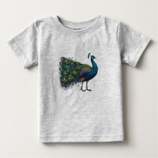Camiseta Para Bebê Peacock bird Baby Fine Jersey