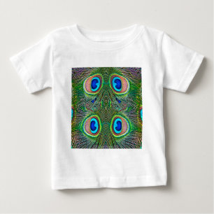 Camiseta Para Bebê Peacock Feathers Kaleidoscope Impressão
