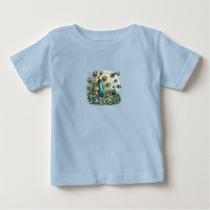 Camiseta Para Bebê Peacocks Majestosos - T-Shir Vibrante Com Tela De 