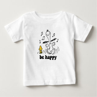 Camiseta Para Bebê Peanuts Snoopy e Woodstock's Be Happy Dance