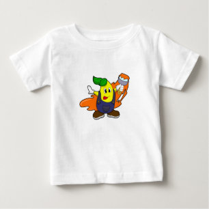 Camiseta Para Bebê Pear como Pincel com Pincel de Tinta