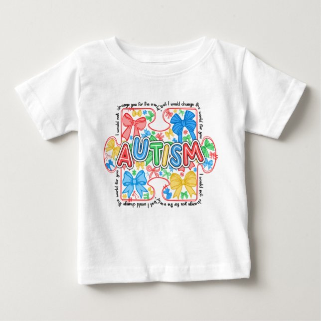 Camiseta Para Bebê Peça de Puzzle de Conscientização do Autismo com L (Frente)