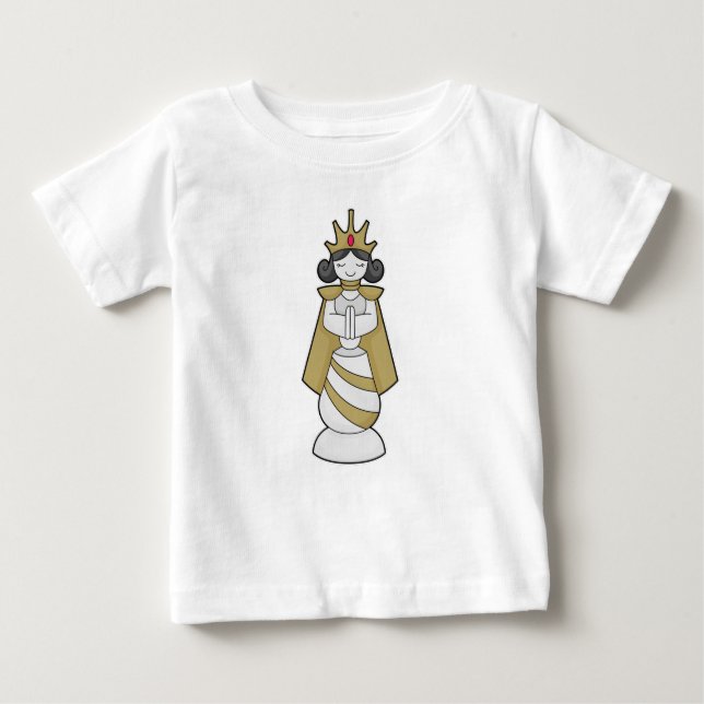 Camiseta Para Bebê Peça de xadrez Queen Crown Chess (Frente)