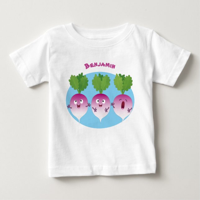 Camiseta Para Bebê Pedra de desenho animada de verduras e legumes (Frente)
